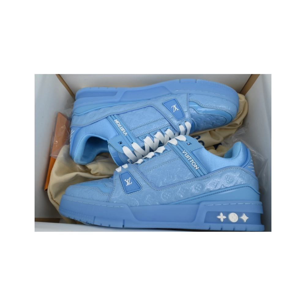 Louis Vuitton Trainer Blue Lychee Patent Leather
