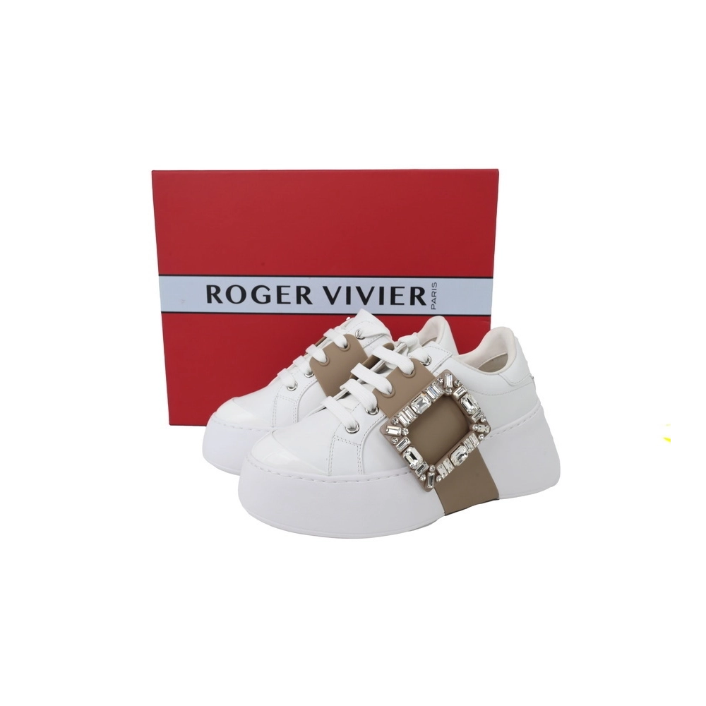 Roger Vivier White Brown Buckle