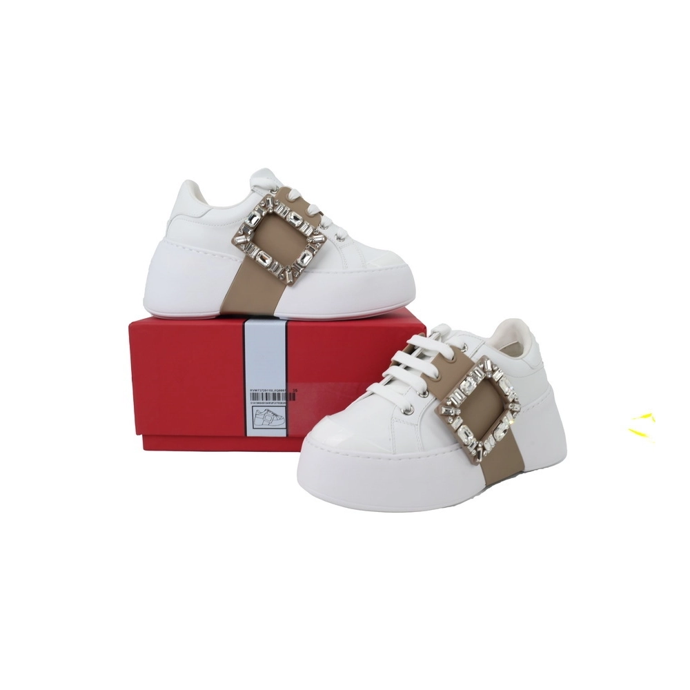 Roger Vivier White Brown Buckle