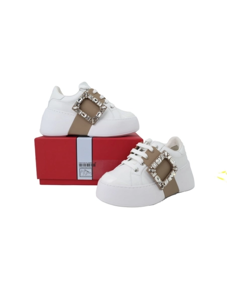 Roger Vivier White Brown Buckle