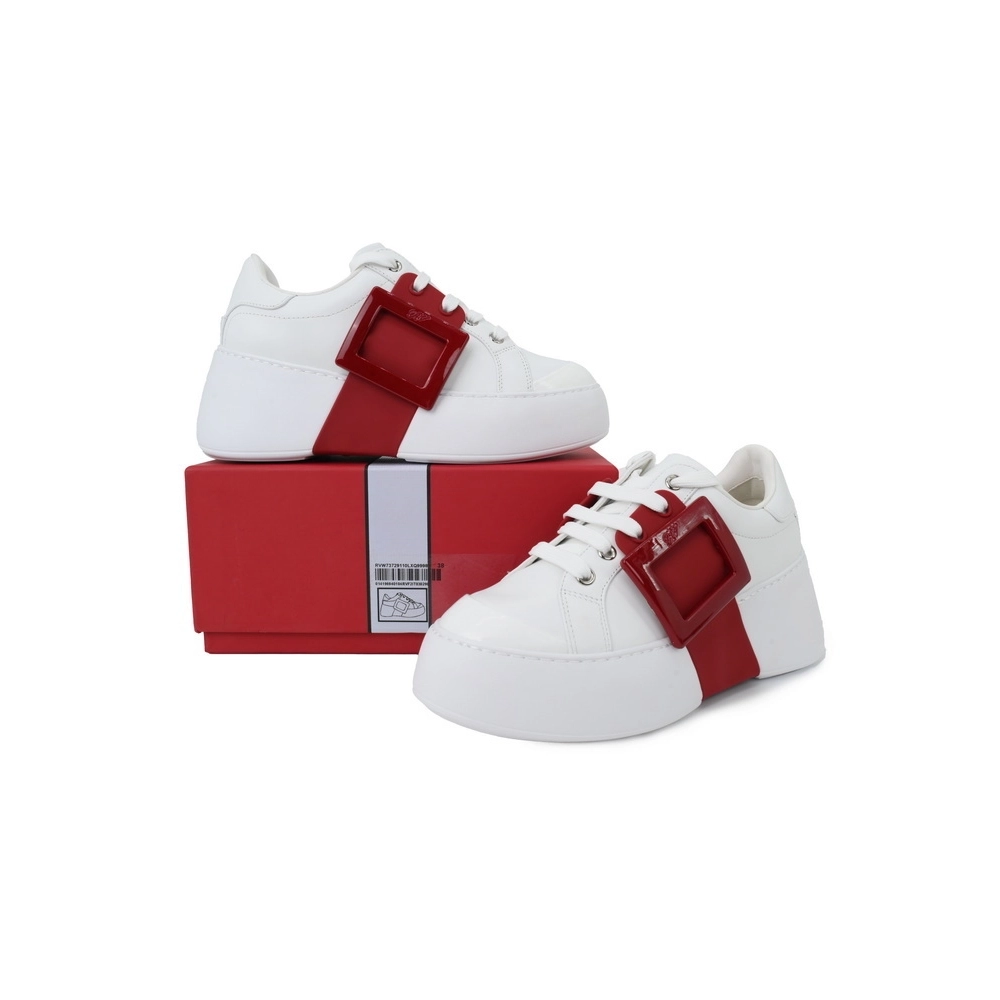 Roger Vivier White And Red Buttons