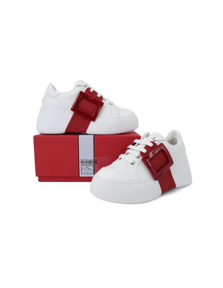 Roger Vivier White And Red Buttons