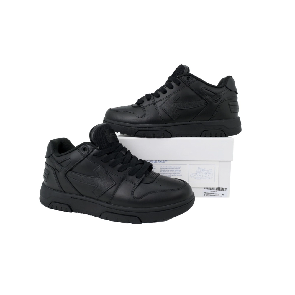 Off-White Out Of Office Leather Sneakers Triple Black OWIA259C9 9LEA012 1010