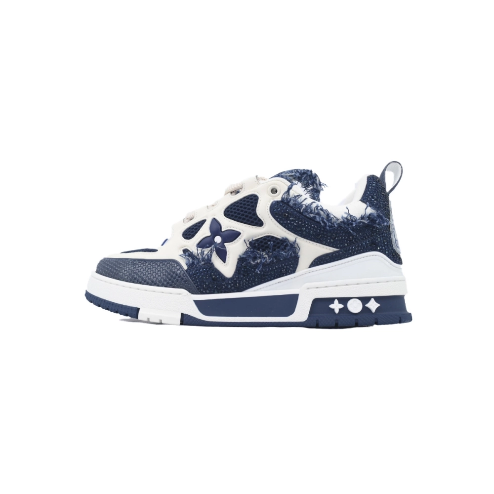 Louis Vuitton LV Skate Sneaker Horsehair Fabric Blue Diamond