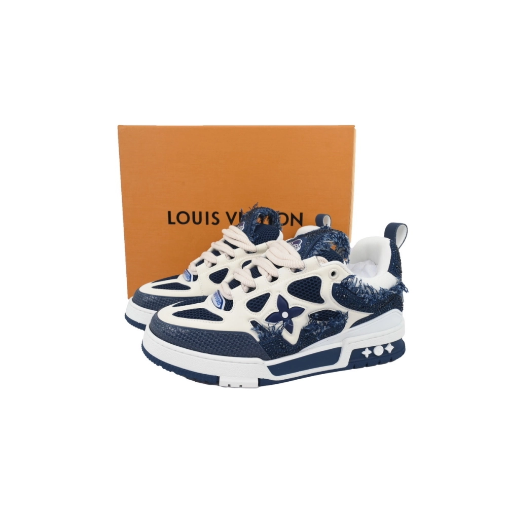 Louis Vuitton LV Skate Sneaker Horsehair Fabric Blue Diamond