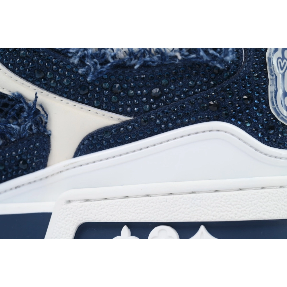 Louis Vuitton LV Skate Sneaker Horsehair Fabric Blue Diamond