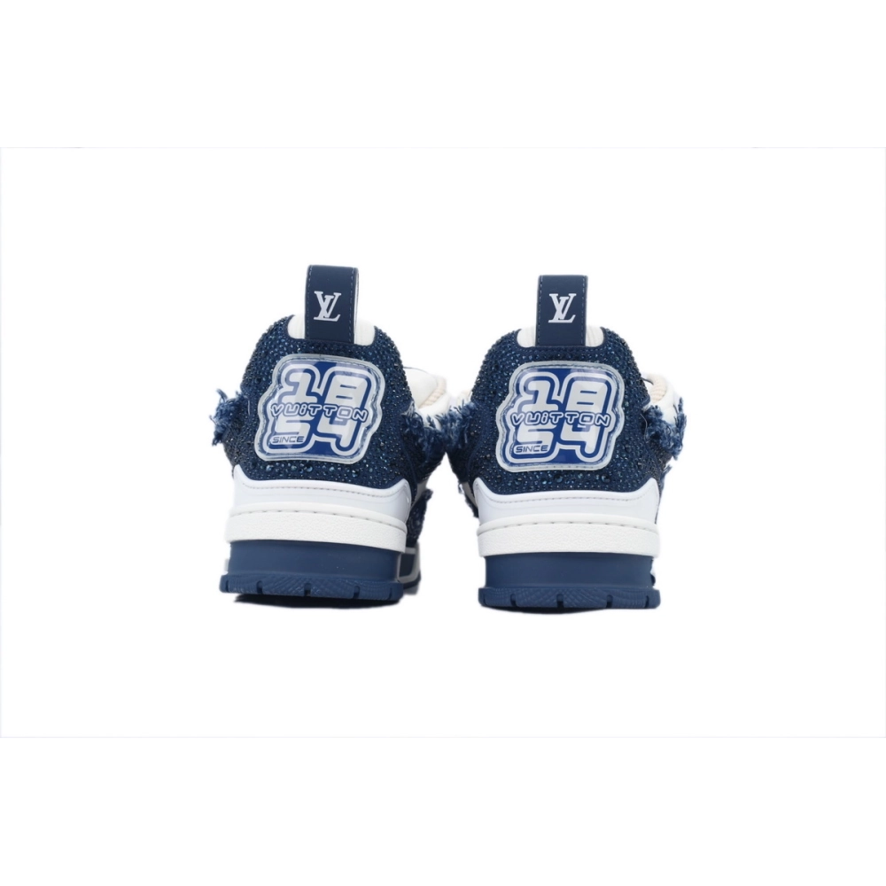 Louis Vuitton LV Skate Sneaker Horsehair Fabric Blue Diamond