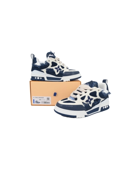 Louis Vuitton LV Skate Sneaker Horsehair Fabric Blue Diamond