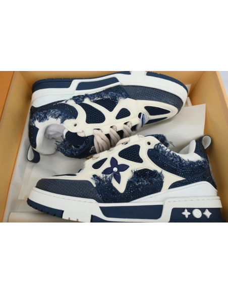 Louis Vuitton LV Skate Sneaker Horsehair Fabric Blue Diamond