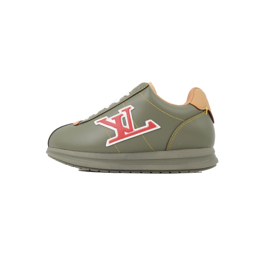 LV BUTTERSOFT Sneaker Lambskin/Plain Calf x Nigo Dark Green Brown