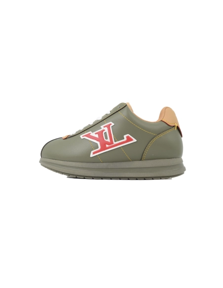 LV BUTTERSOFT Sneaker Lambskin/Plain Calf x Nigo Dark Green Brown