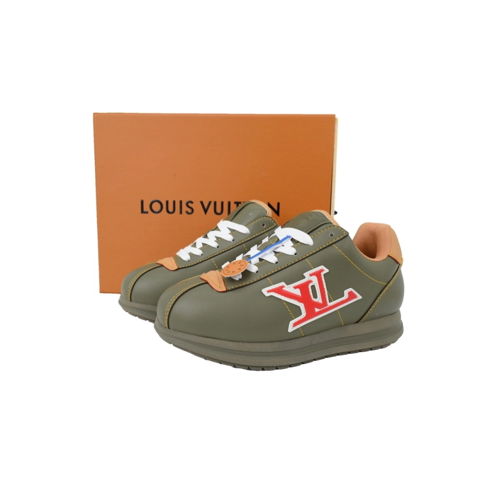 LV BUTTERSOFT Sneaker Lambskin/Plain Calf x Nigo Dark Green Brown