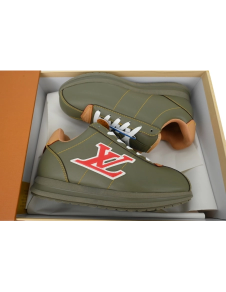 LV BUTTERSOFT Sneaker Lambskin/Plain Calf x Nigo Dark Green Brown