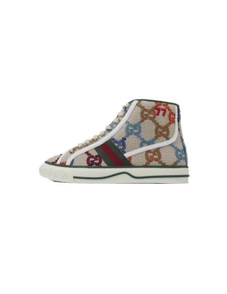 Gucci Tennis 1977 High Top Sneakers Denim Mini GG Color Pattern