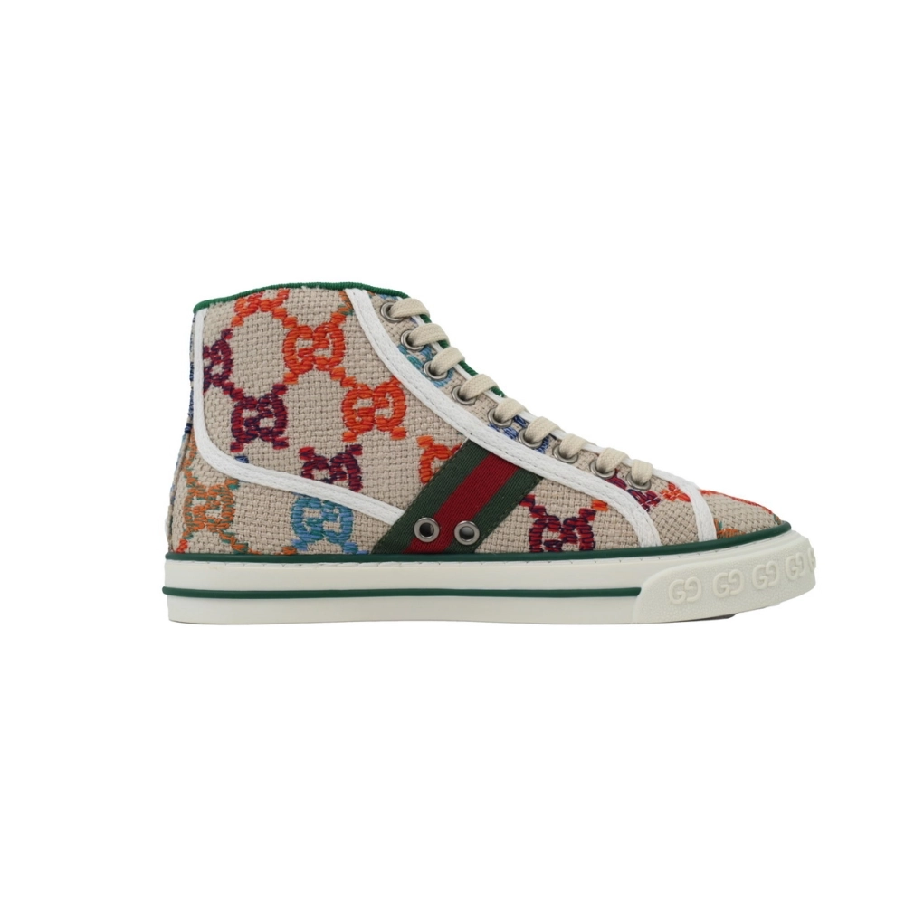 Gucci Tennis 1977 High Top Sneakers Denim Mini GG Color Pattern
