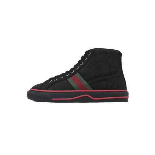 Gucci Tennis 1977 High Top Sneakers Denim Mini GG Ribbon Black