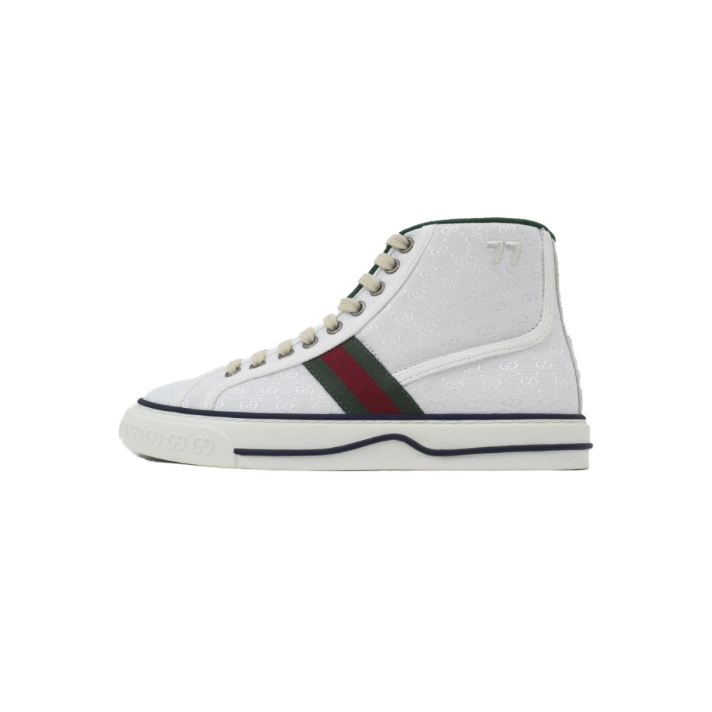 Gucci Tennis 1977 High Top Sneakers Denim Mini GG White