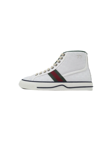 Gucci Tennis 1977 High Top Sneakers Denim Mini GG White