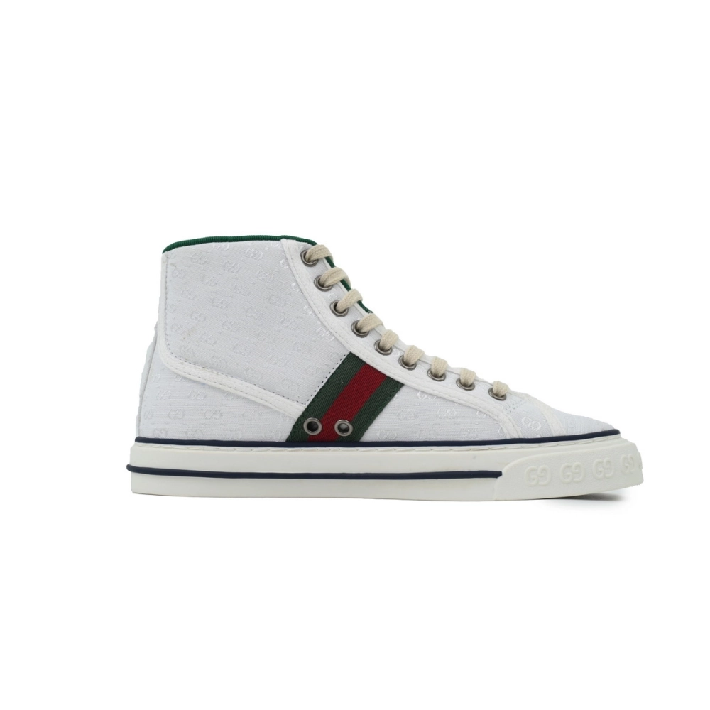 Gucci Tennis 1977 High Top Sneakers Denim Mini GG White