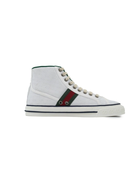 Gucci Tennis 1977 High Top Sneakers Denim Mini GG White