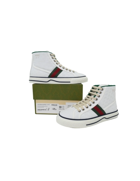 Gucci Tennis 1977 High Top Sneakers Denim Mini GG White