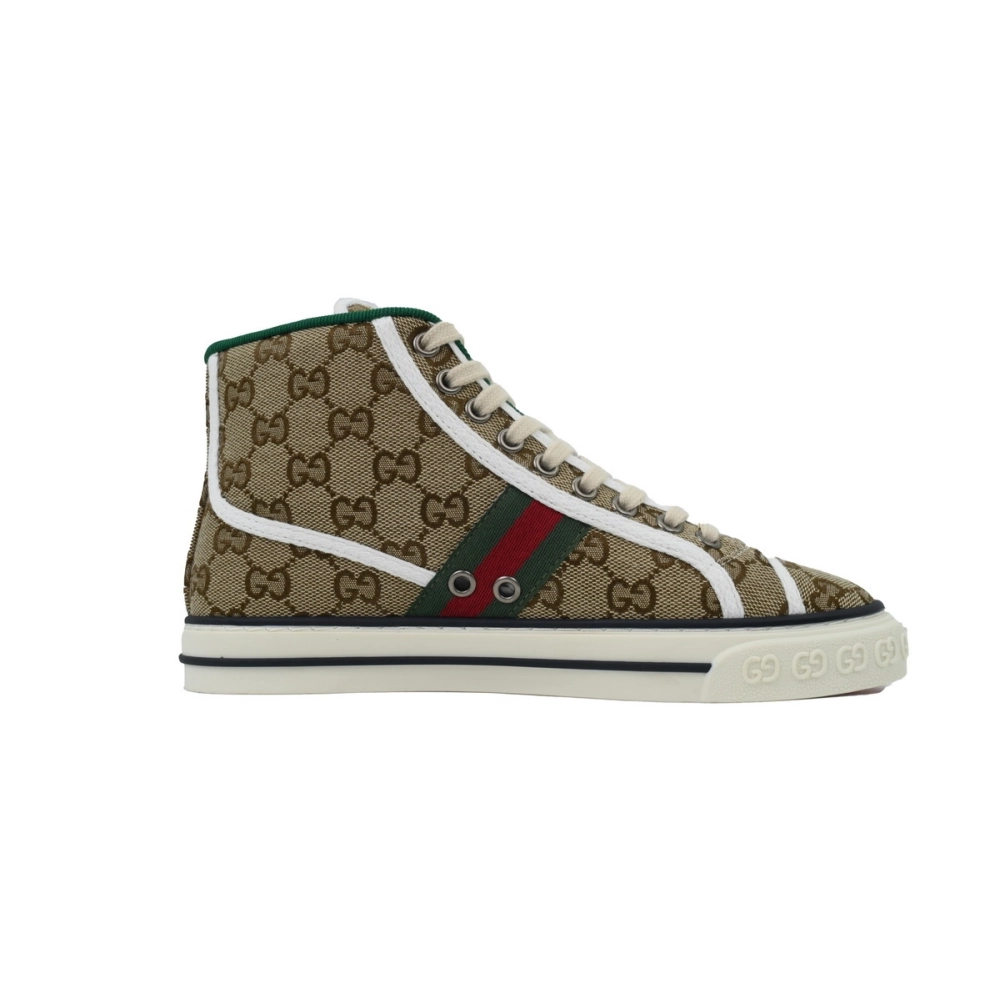 Gucci Tennis 1977 High Top Sneakers Denim Mini GG Apricot