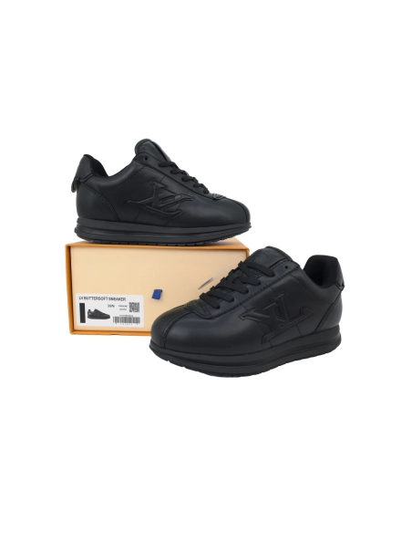 LV BUTTERSOFT Sneaker Lambskin/Plain Calf Leather Black 1AIKEO