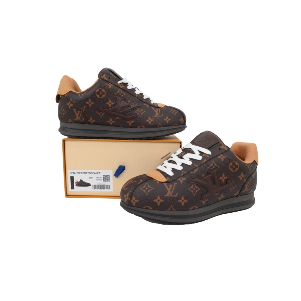 LV BUTTERSOFT Sneaker Lambskin/Plain Calf Leather Brown 1AIKVK