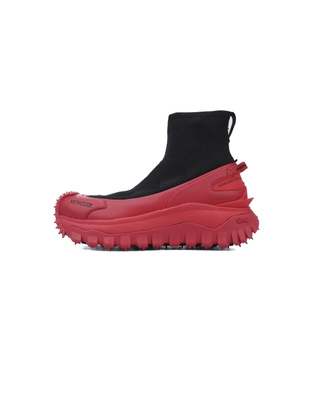 Moncler Trailgrip Knit High Top Sneakers Black Red