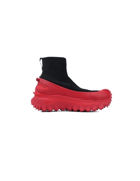 Moncler Trailgrip Knit High Top Sneakers Black Red