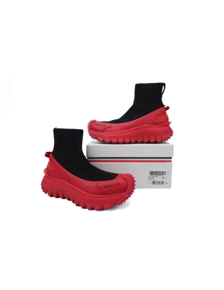 Moncler Trailgrip Knit High Top Sneakers Black Red
