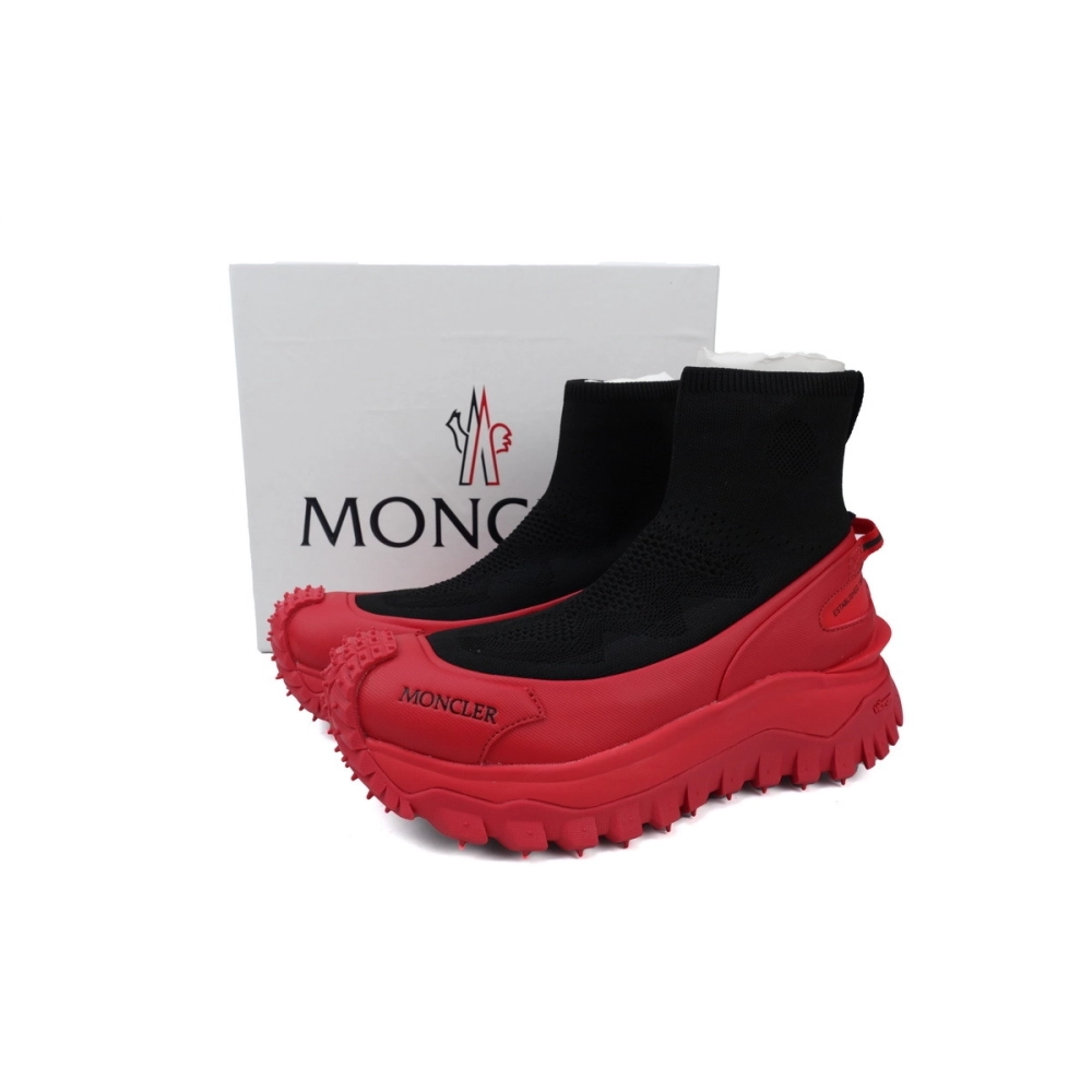 Moncler Trailgrip Knit High Top Sneakers Black Red