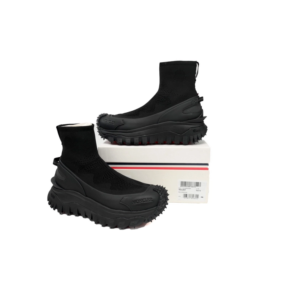 Moncler Trailgrip Knit High Top Sneakers Pure Black