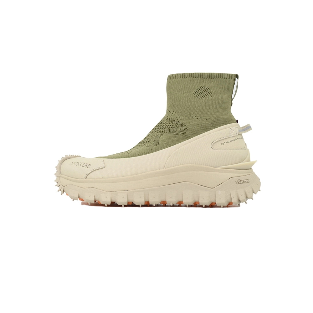 Moncler Trailgrip Knit High Top Sneakers Beige Green
