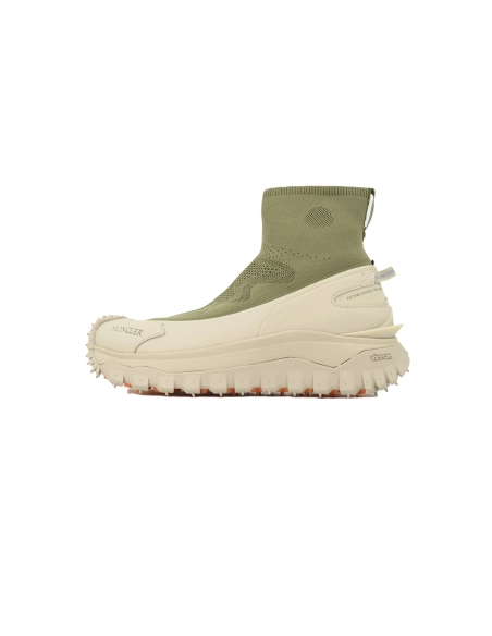 Moncler Trailgrip Knit High Top Sneakers Beige Green