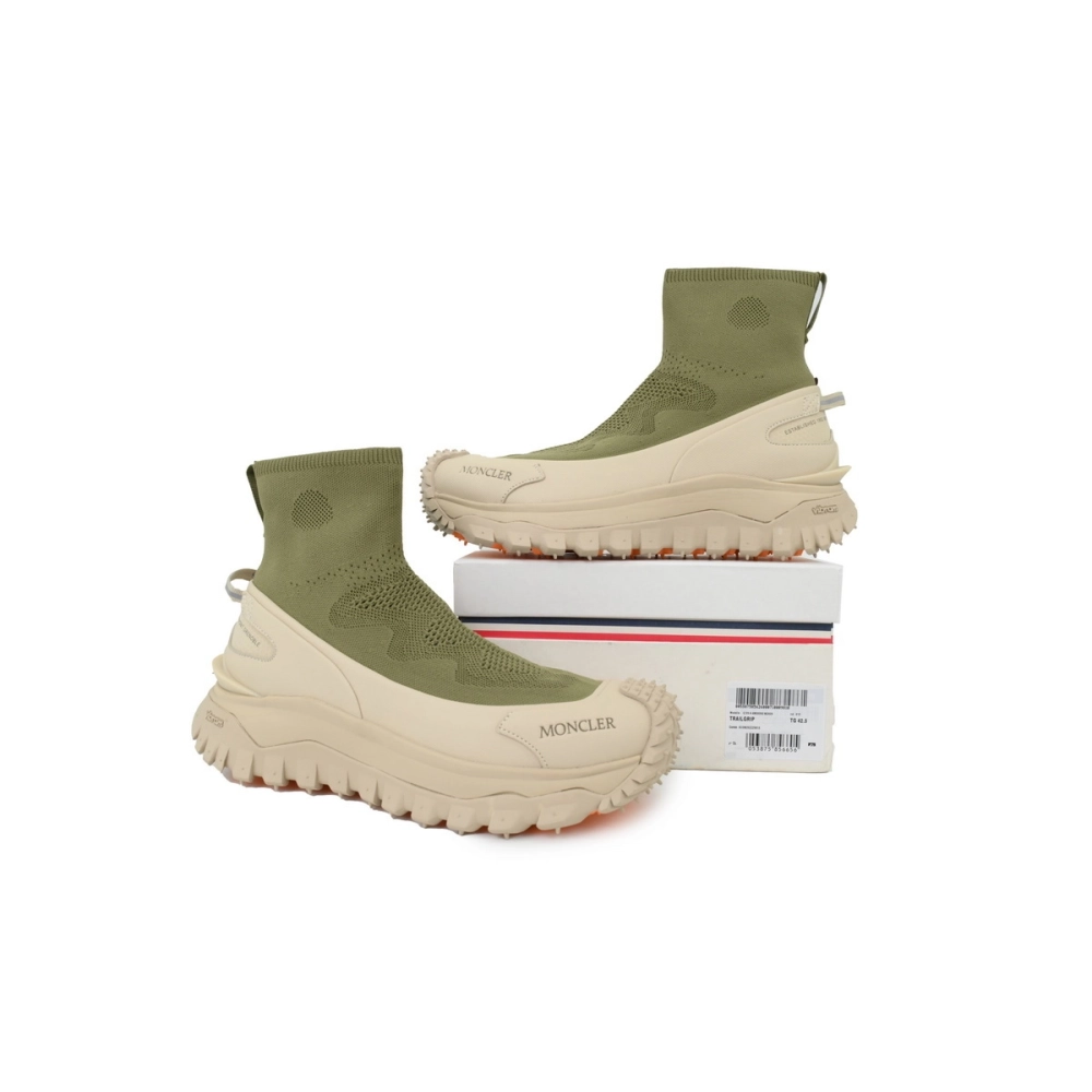 Moncler Trailgrip Knit High Top Sneakers Beige Green