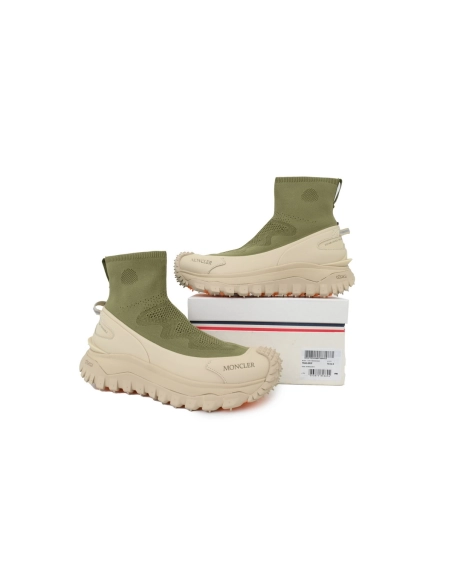Moncler Trailgrip Knit High Top Sneakers Beige Green