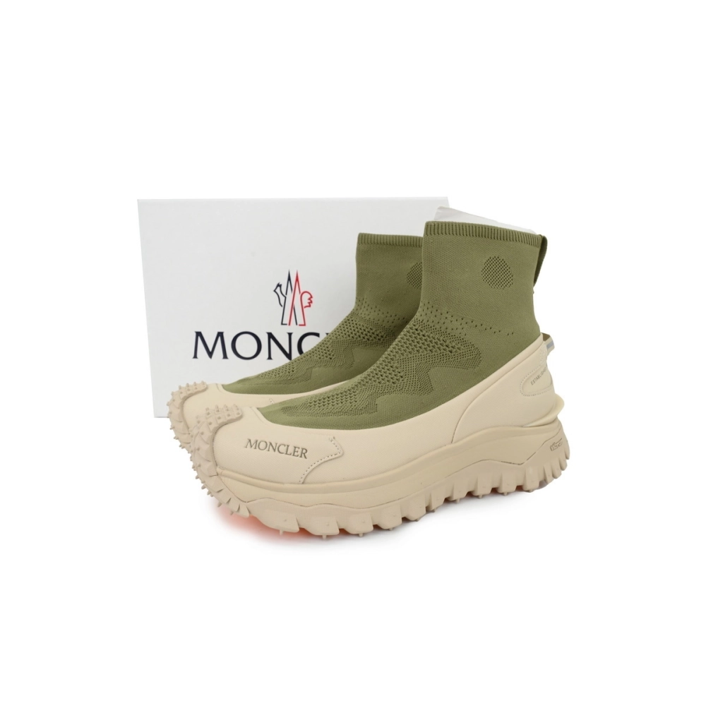 Moncler Trailgrip Knit High Top Sneakers Beige Green