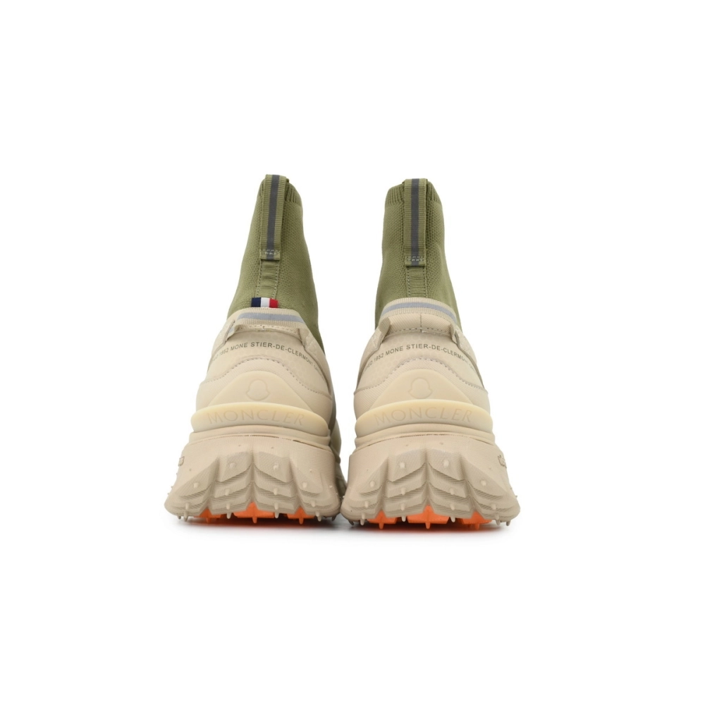 Moncler Trailgrip Knit High Top Sneakers Beige Green