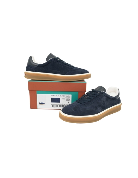 Loro Piana Tennis Walk Sneaker Suede Calf Split Slate Blue