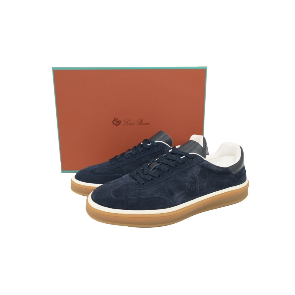 Loro Piana Tennis Walk Sneaker Suede Calf Split Slate Blue