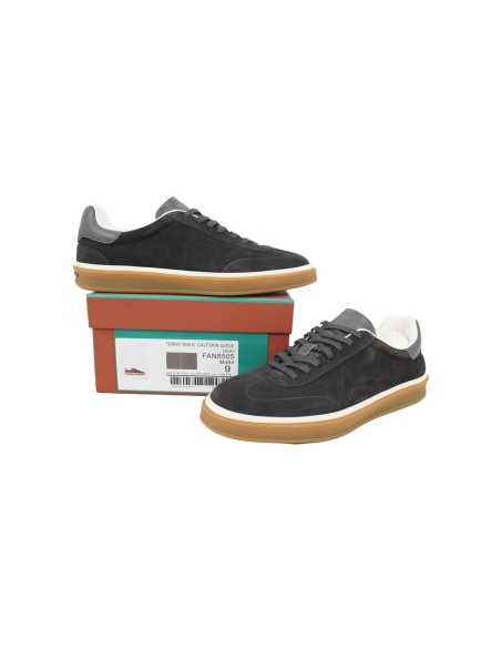 Loro Piana Tennis Walk Sneaker Suede Calf Split Grayish Brown