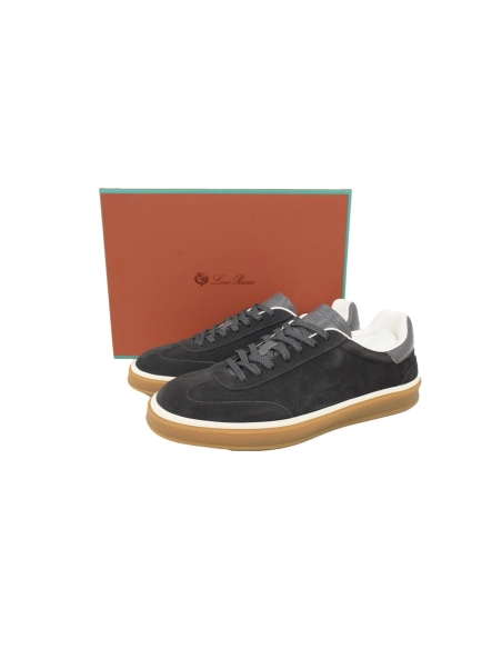 Loro Piana Tennis Walk Sneaker Suede Calf Split Grayish Brown