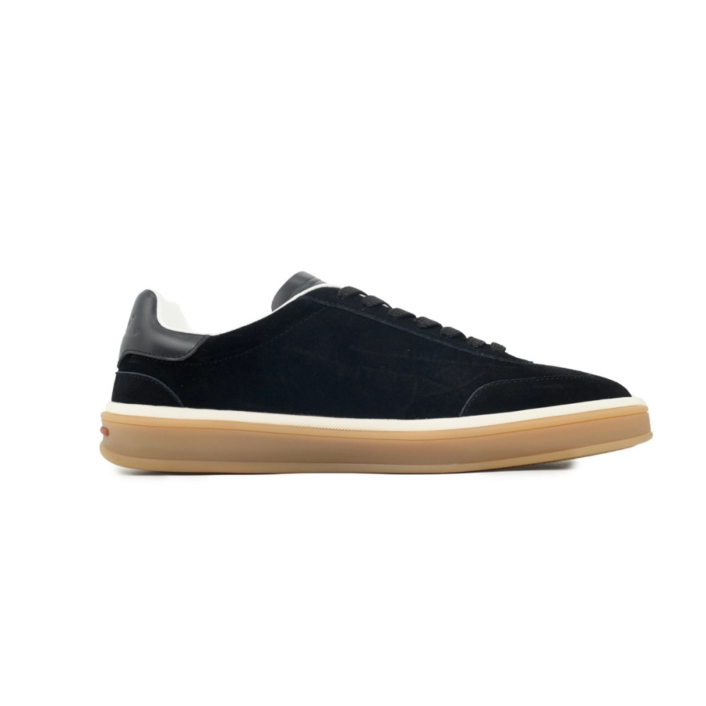 Loro Piana Tennis Walk Sneaker Suede Calf Split Black And Gray