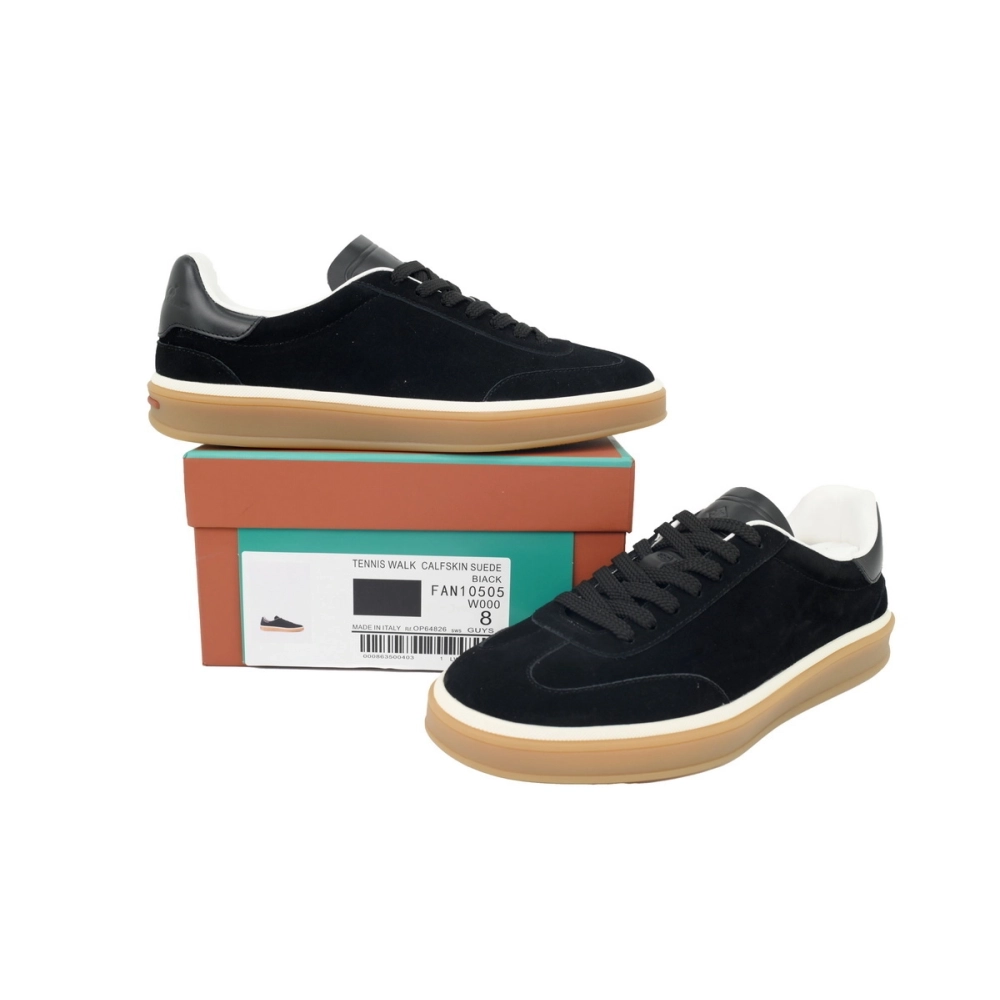 Loro Piana Tennis Walk Sneaker Suede Calf Split Black And Gray