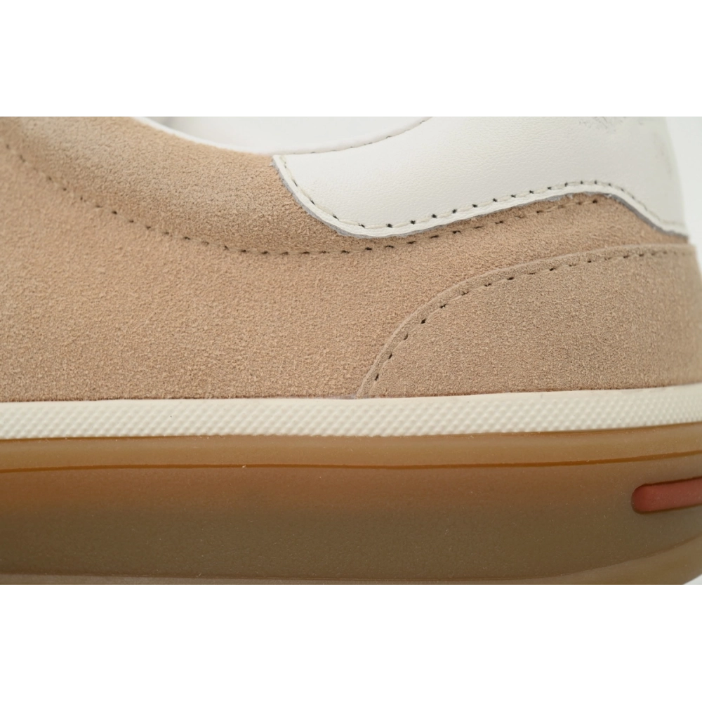 Loro Piana Tennis Walk Sneaker Suede Calf Split Brown And White