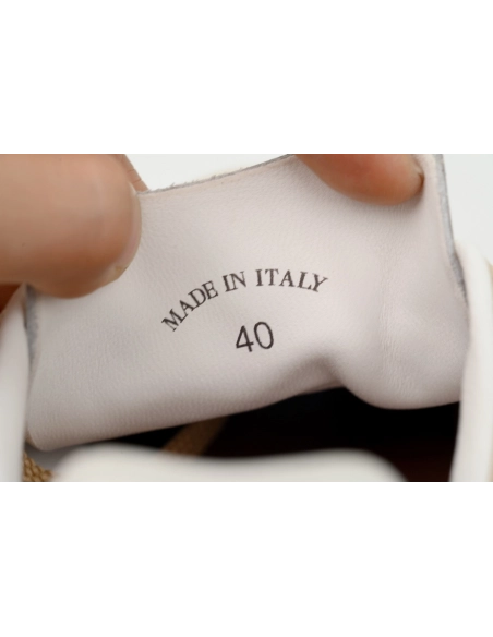 Loro Piana Tennis Walk Sneaker Suede Calf Split Brown And White