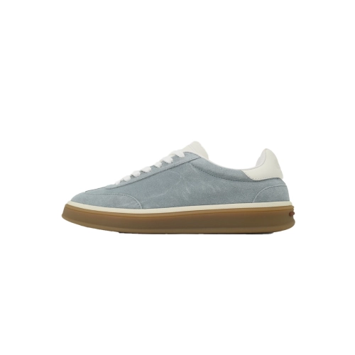 Loro Piana Tennis Walk Sneaker Suede Calf Split Blue And White