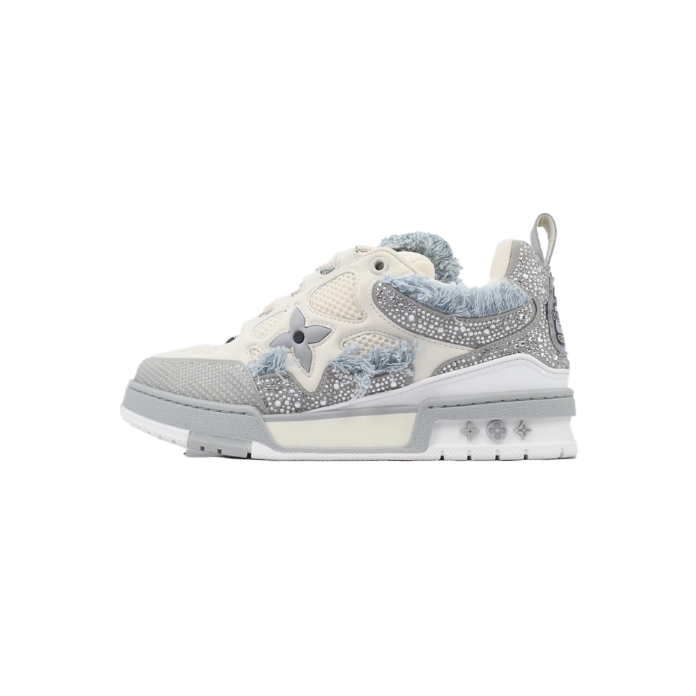 Louis Vuitton LV Skate Sneaker Horse Hair Gray White Diamond