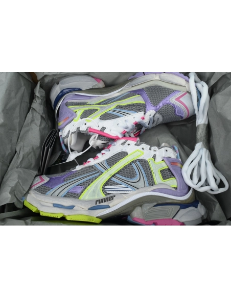 Balenciaga Runner Sneaker Pink Purple And Fluorescent Green 772767 W3RNY 0361